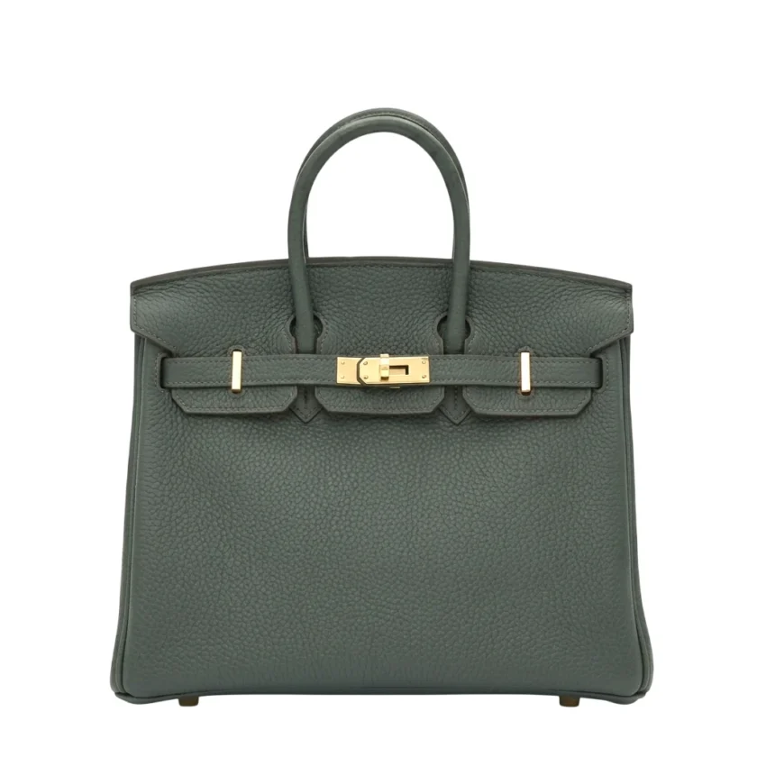 Hermes Birkin 25 Vert Mangrove Togo Gold Hardware Handbag