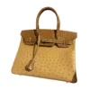 Hermes Birkin 30 Touch Ostrich Shiny Alligator Brown Saffron Leather Gold Hardware