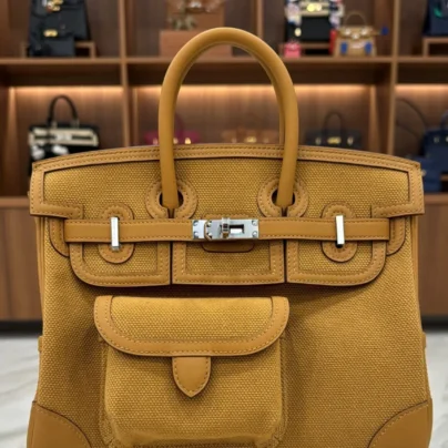 Hermès Cargo Birkin 25 Sesame Toile Goeland Swift palladium hardware