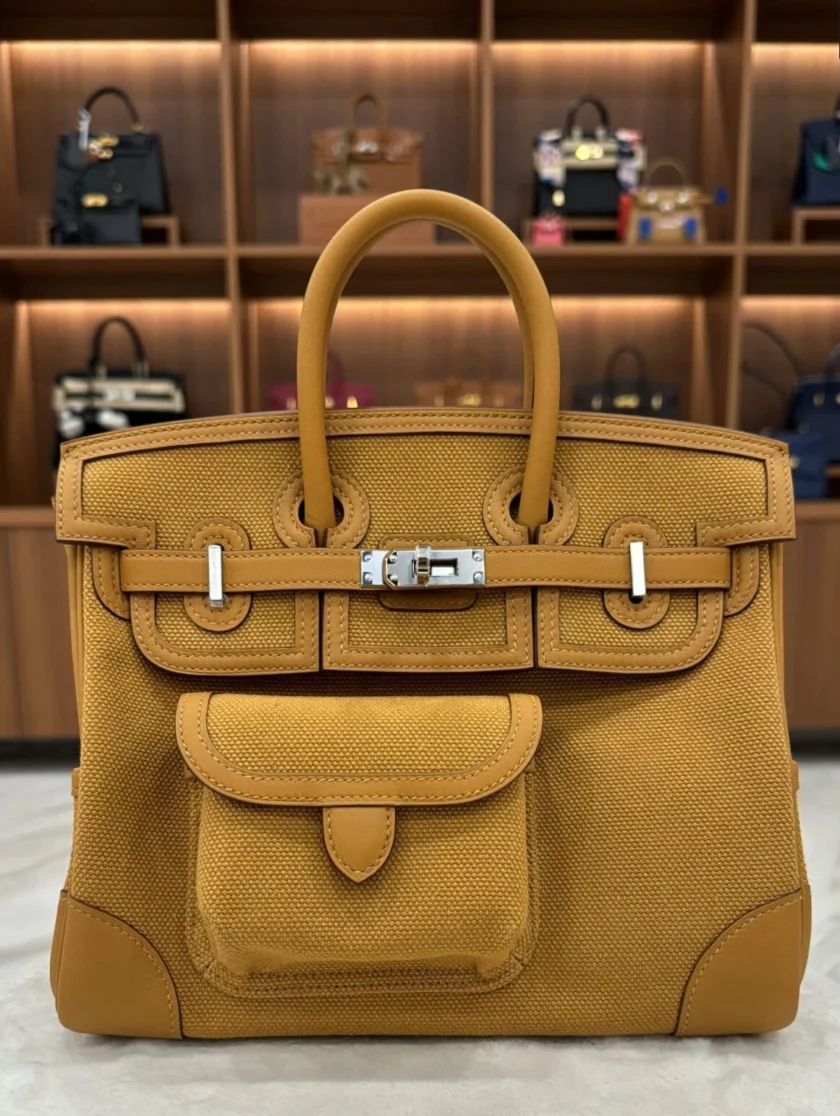 Hermès Cargo Birkin 25 Sesame Toile Goeland Swift palladium hardware