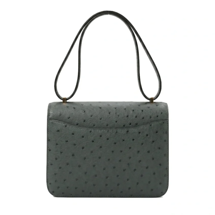 Hermes Constance 18 Ostrich Vert Amande back