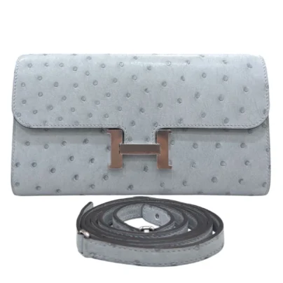 Hermes Constance To Go Wallet Bleu Glacier Ostrich Palladium Hardware