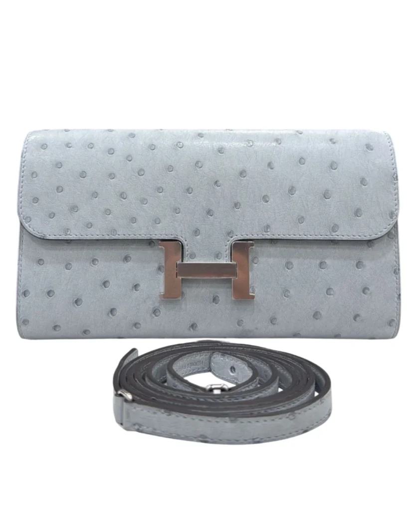 Hermes Constance To Go Wallet Bleu Glacier Ostrich Palladium Hardware