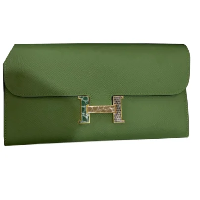 Hermes Constance To Go Wallet Vert Criquet Epsom Mix Alligator Lizard Marquette Hardware