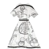 Hermes Ex Libris a Main Levee White Silk dress caftan back