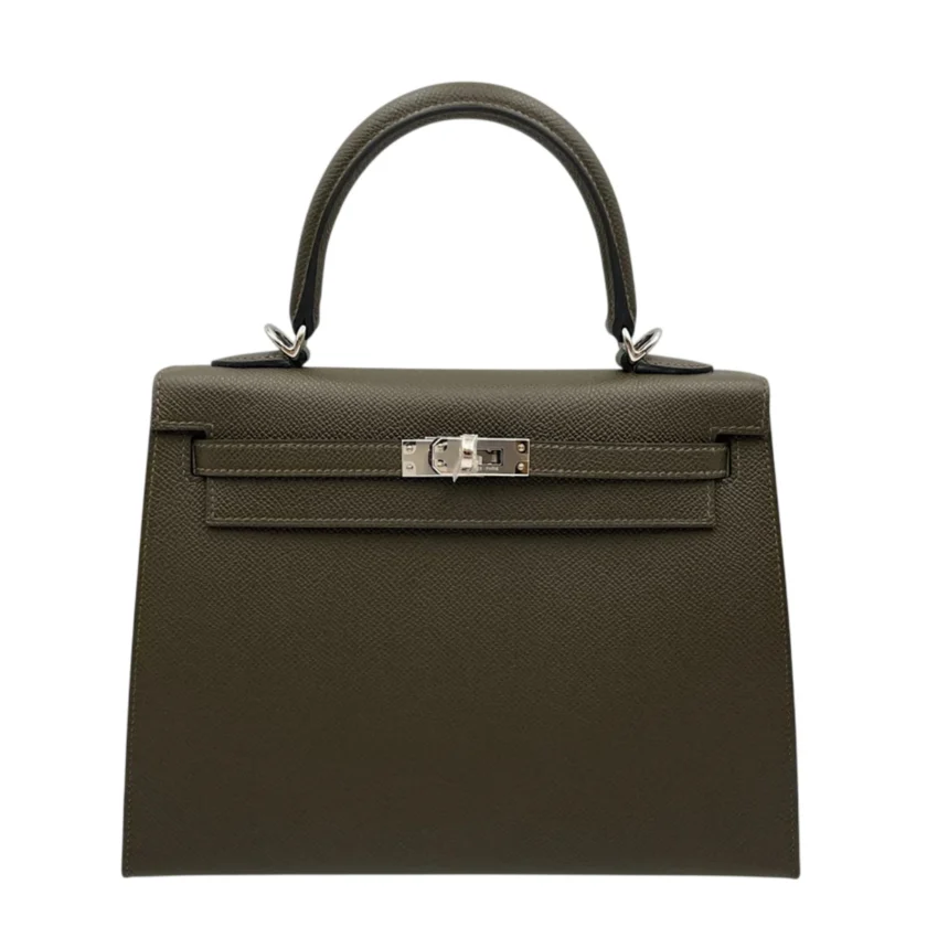 Hermes Kellier 25 Sellier Vert Loden Epsom Palladium Hardware
