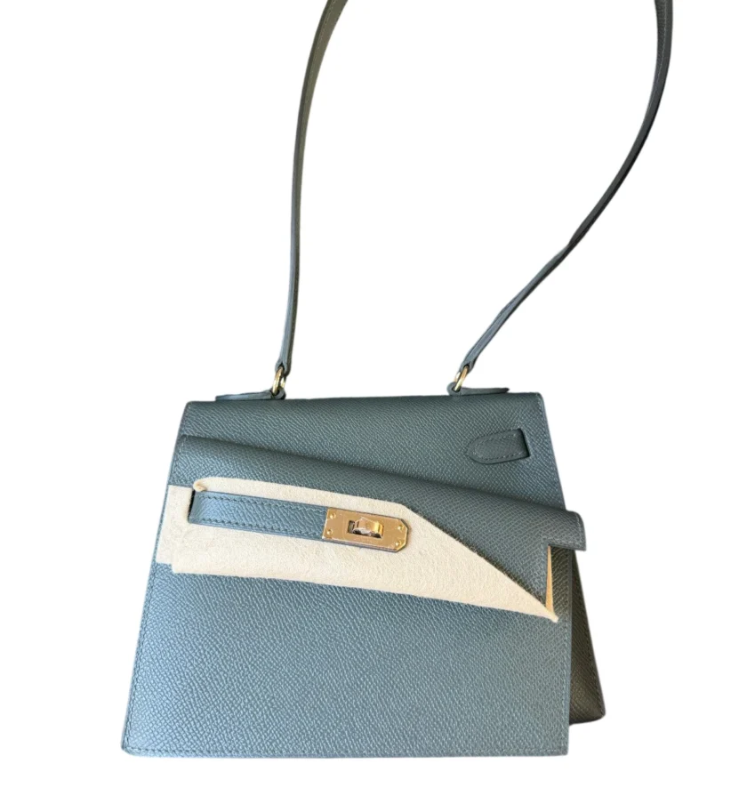Hermes Kelly 20 Mini Desordre Vert Mangrove Epsom Leather Permabrass Hardware
