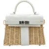 Hermès Kelly 20 Mini Picnic White Swift leather Osier Wicker Palladium hardware