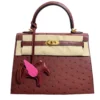 Hermes Kelly 25 Sellier Rouge H Ostrich Gold Hardware