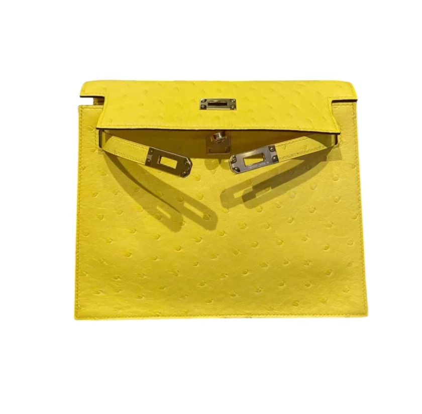 Hermes Kelly Danse bag in Jaune Citron Ostrich Palladium Hardware