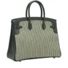 Hermes Limited Edition Birkin 35 Vert Anglais Swift Toile Riga Handbag Palladium Hardware back