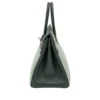 Hermes Limited Edition Birkin 35 Vert Anglais Swift Toile Riga Handbag Palladium Hardware side view