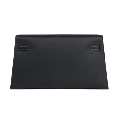 Hermes Limited Edition Kelly Elan Black Tadelakt Cheval de Bois Palladium Hardware back