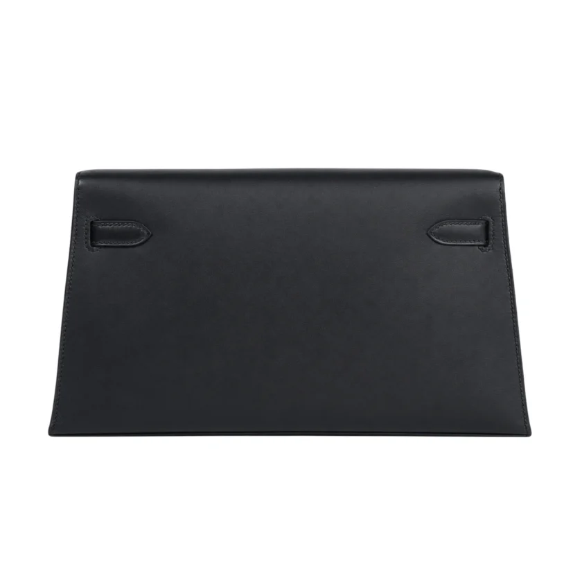 Hermes Limited Edition Kelly Elan Black Tadelakt Cheval de Bois Palladium Hardware back