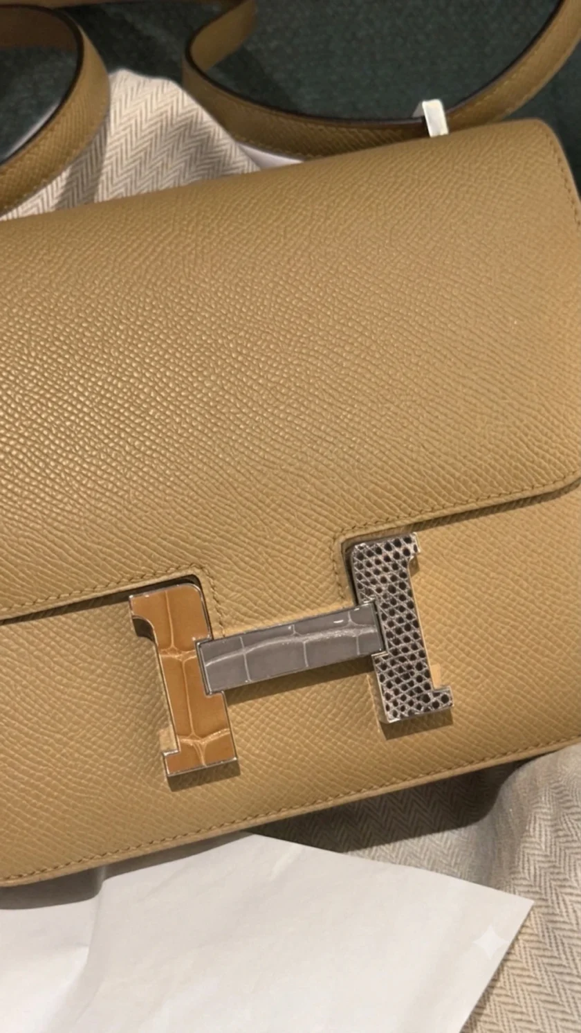 Hermes Mini Constance 18 Poussiere Epsom Marquette Hardware