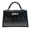 Hermès Mini Kelly 20 Clouté Studded Black Box Leather Palladium hardware