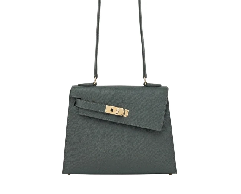 Hermes Mini Kelly 20 Desordre Bag in Vert Mangrove Epsom Permabrass Hardware