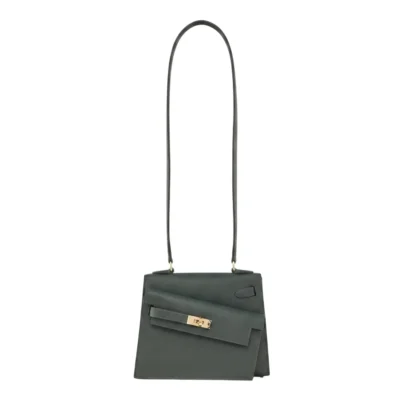 Hermes Mini Kelly 20 Desordre Bag in Vert Mangrove Epsom and Permabrass Hardware
