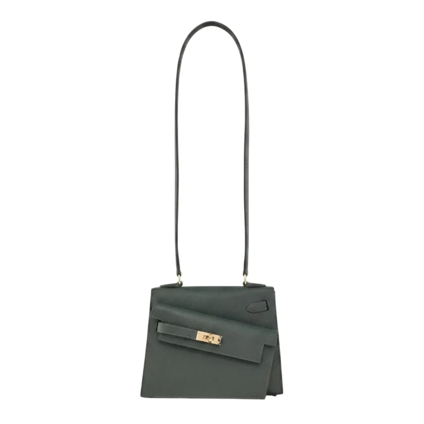Hermes Mini Kelly 20 Desordre Bag in Vert Mangrove Epsom and Permabrass Hardware