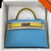 Hermès Mini Kelly Sellier 20 Bleu Jean Lime Epsom Palladium hardware