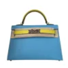 Hermès Mini Kelly Sellier 20 Blue Jean Lime Epsom Palladium hardware
