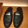 Hermes Oz Mule Black Lizard leather Palladium Hardware