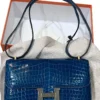Limited Edition Hermès Constance Élan Bleu Izmir Niloticus Crocodile leather Lizard Hardware