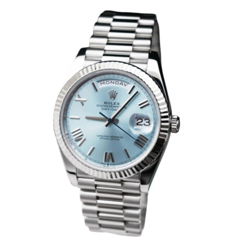 Rolex Day Date 40mm Watch Platinum Ice Blue Dial