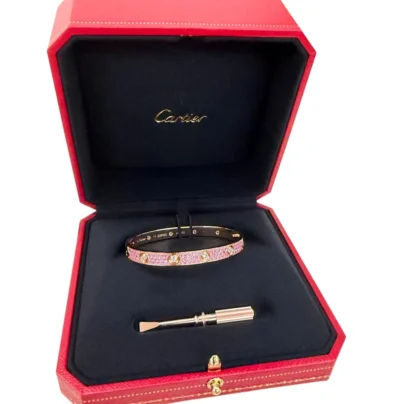2026 Cartier Classic LOVE Bracelet Rose Gold Diamond and Pink Sapphires