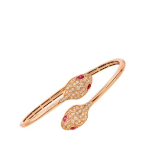 Bvlgari Serpenti Seduttori 18k Rose Gold diamond rubellites bracelet