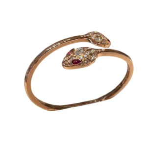 Bvlgari Serpenti Seduttori Snake Head 18k Rose Gold diamond rubellites bracelet