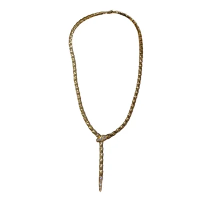 Bvlgari Serpenti Viper Necklace 18k Yellow Gold and Demi Pavé Diamonds