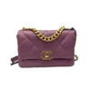 Chanel 19 Small Flap Bag Purple Goatskin Leather Mixed Gold Hardware