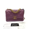 Chanel 19 Small Flap Purple Goatskin Leather Mixed Gold Hardware