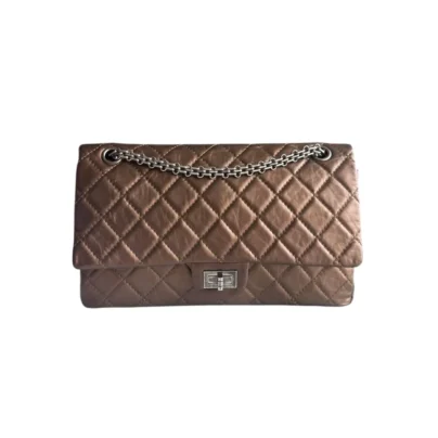 Chanel 2.55 Reissue Classic Medium Double Flap Metallic Bronze Silver tone Hardware
