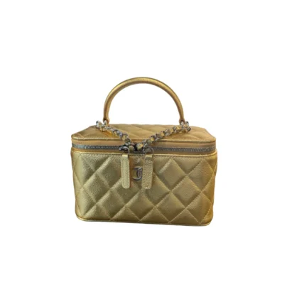 Chanel 2026 Metiers D’Art Small Vanity Top Handle Gold Caviar Silver-tone hardware