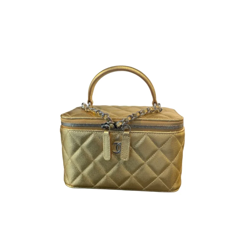 Chanel 2026 Metiers D’Art Small Vanity Top Handle Gold Caviar Silver tone hardware