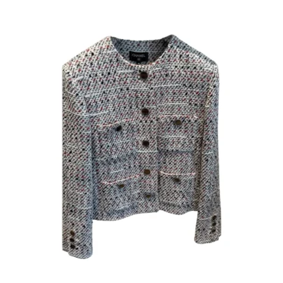 Chanel 2026 White Blue Cotton Wool Tweed Jacket