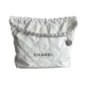 Chanel 22 Small Quilted White Shiny Calfskin Leather