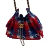 Chanel 25 Mini Hobo Bag Red Blue White Tweed Goldtone Hardware