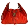 Chanel 25 Mini Hobo Drawstring Bag Red Caviar Goldtone Hardware