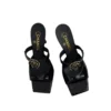 Chanel 26A Black Crocodile Mules with Camellia Flower