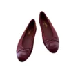 Chanel 26B Cap Toe Ballet Flats Burgundy Red Lambskin