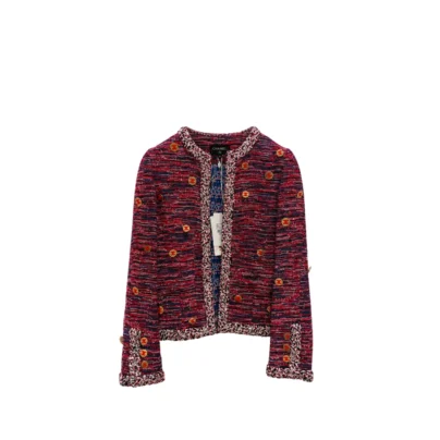 Chanel 26B Red Blue Tweed Jacket Metiers D'art