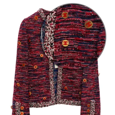 Chanel 26B Red Tweed Jacket Metiers D'art