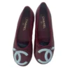 Chanel Ballet Flats in Burgundy Light Blue Lambskin