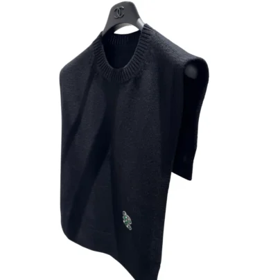 Chanel Black Cashmere Knit Sleeveless Backless Vest 2026 Metiers D'art