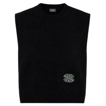 Chanel Black Cashmere Knit Sleeveless Vest 2026 Metiers D'art