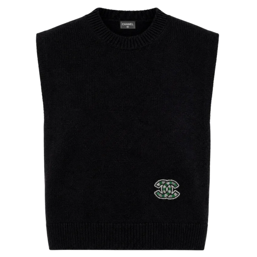 Chanel Black Cashmere Knit Sleeveless Vest 2026 Metiers D'art