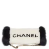 Chanel Black White Fur Muff Chain Bag